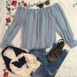 F21 Baby Blue Chiffon Top